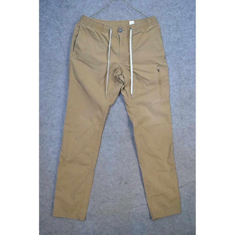 Vuori Ripstop Climber Pants Mens M Beige Elastic Waist Zip Pocket Stretch V412